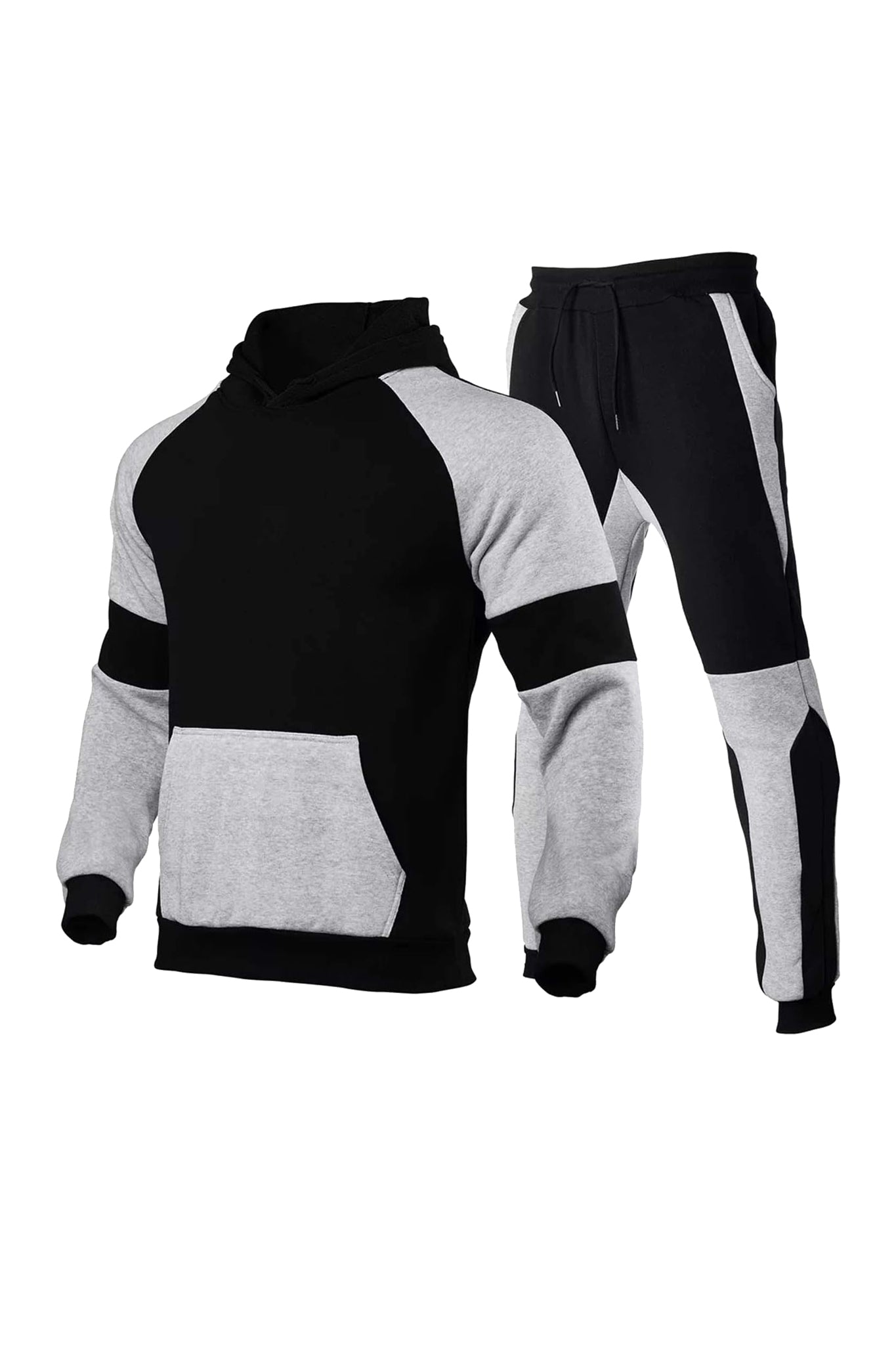 Men’s Color Block Athletic Tracksuit Hoodie & Sweatpants Set