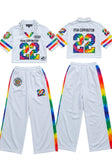Psychedelic "22" Jersey Crop Top & Wide-Leg Pants Set