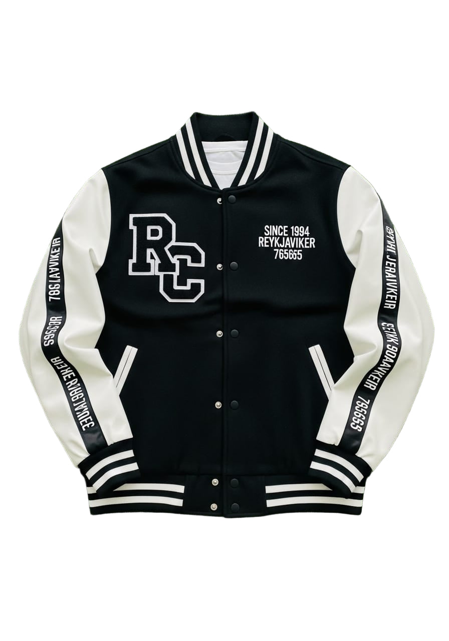 Ryan Corporation Black & White Varsity Jacket with RC Patch
