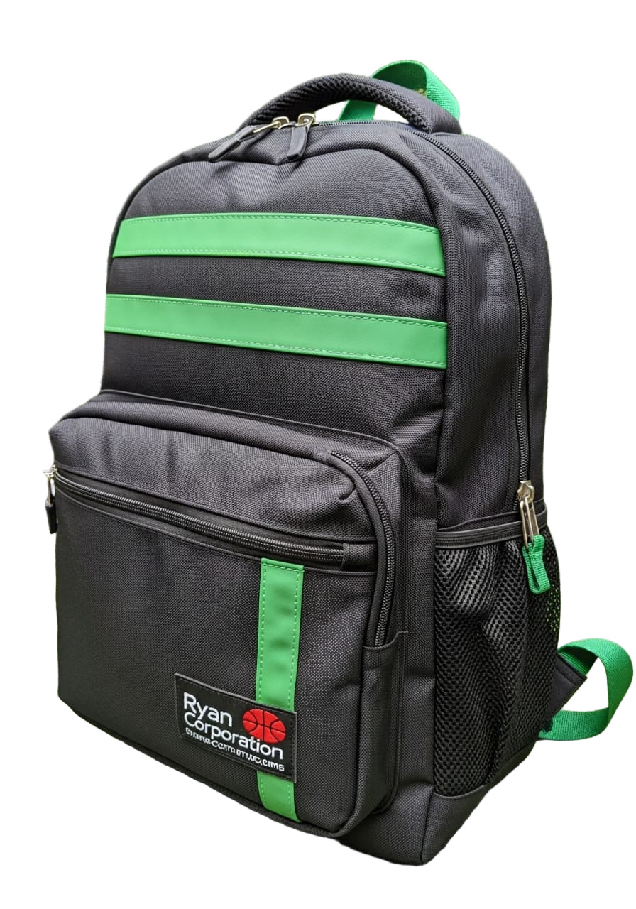 RYAN CORPORATION Black & Green Backpack