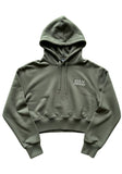 Dark Olive Green Cropped Hoodie