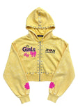 Bright Yellow Studded Cropped Hoodie Ryan Corporation