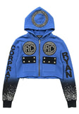 Blue Hooded Sweatshirt with Studded “RC” Details