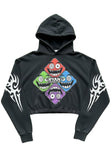 Cropped Black Monster Graphic Hoodie