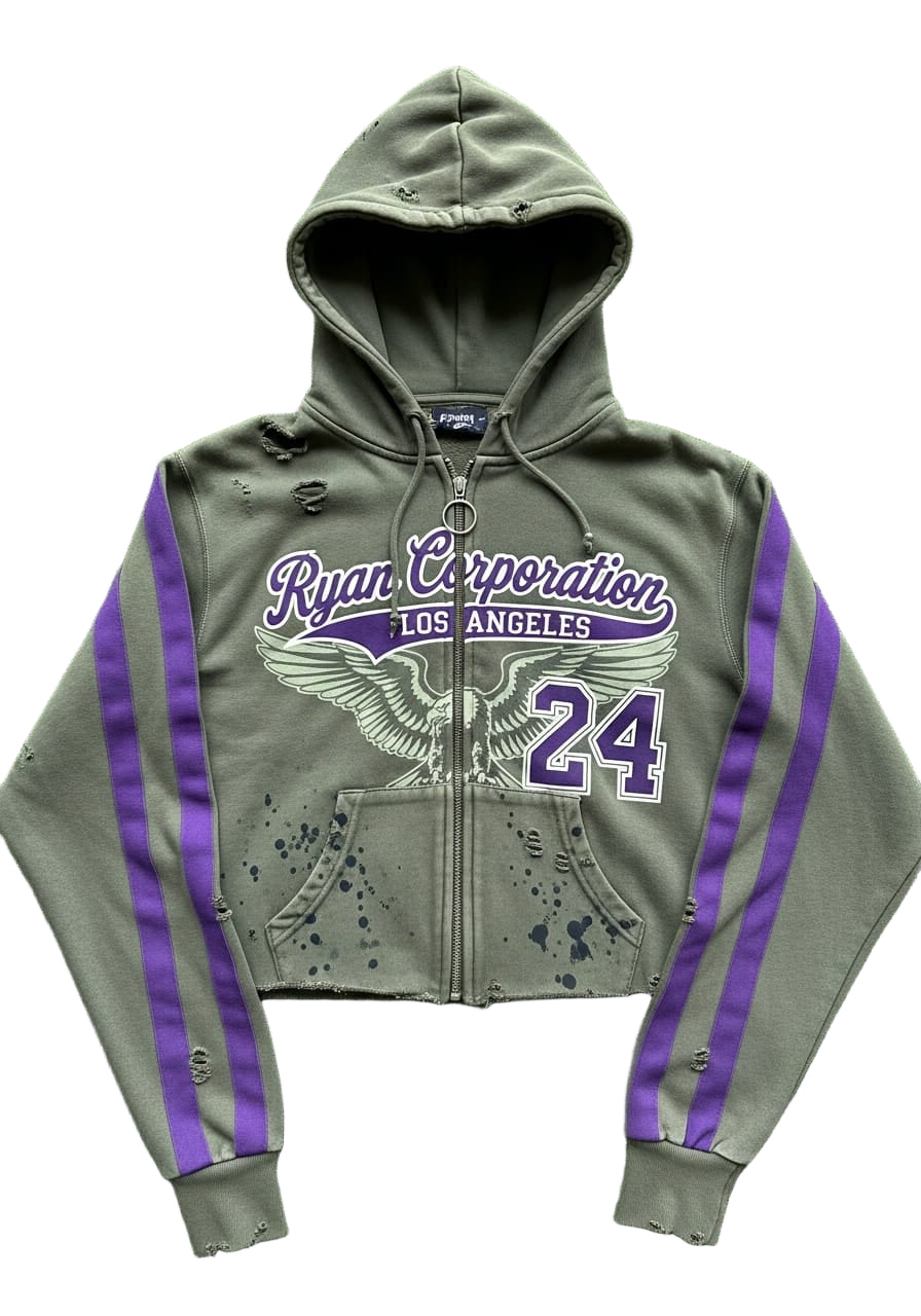 Olive Green Distressed Hoodie