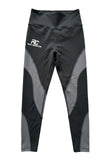 Black High-Waist Women's Leggings with Dark Gray Accents