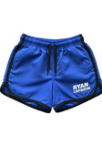 Royal Blue Athletic Shorts with Black Trim and Logo