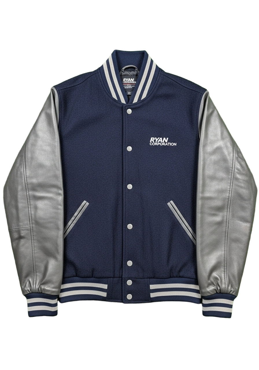 Navy & Charcoal Classic Varsity Jacket