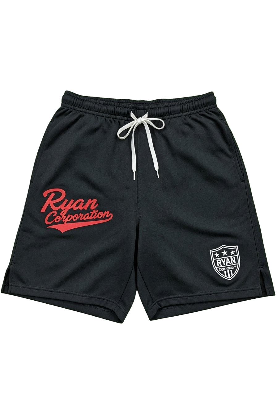Black Jersey Shorts – Ryan Corporation Shield Logo