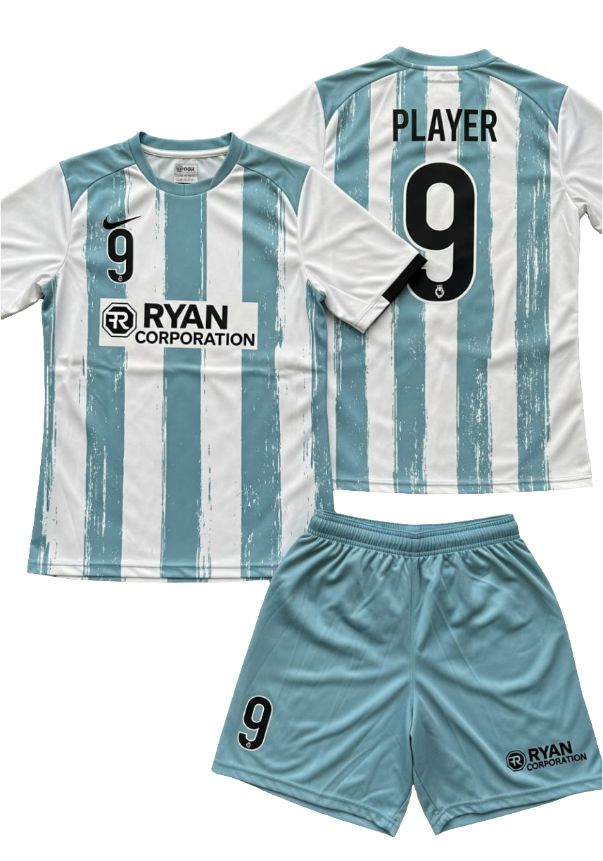 Ryan Corporation White & Teal Soccer Kit