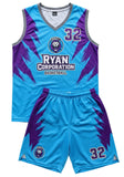 Ryan Corporation Mighty Basketball Uniform Light Blue & Purple