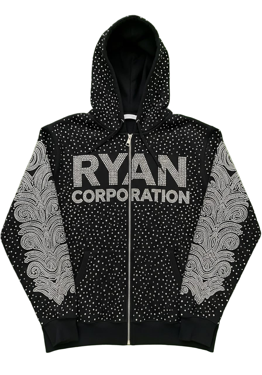 Ryan Corporation Black Rhinestone Hoodie