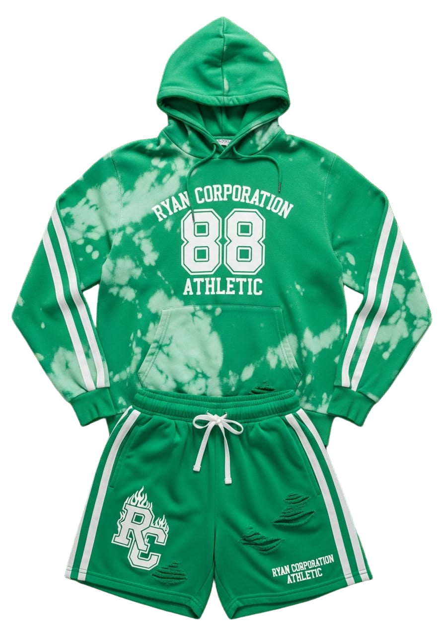 Ryan Corporation Green Hoodie & Shorts Set