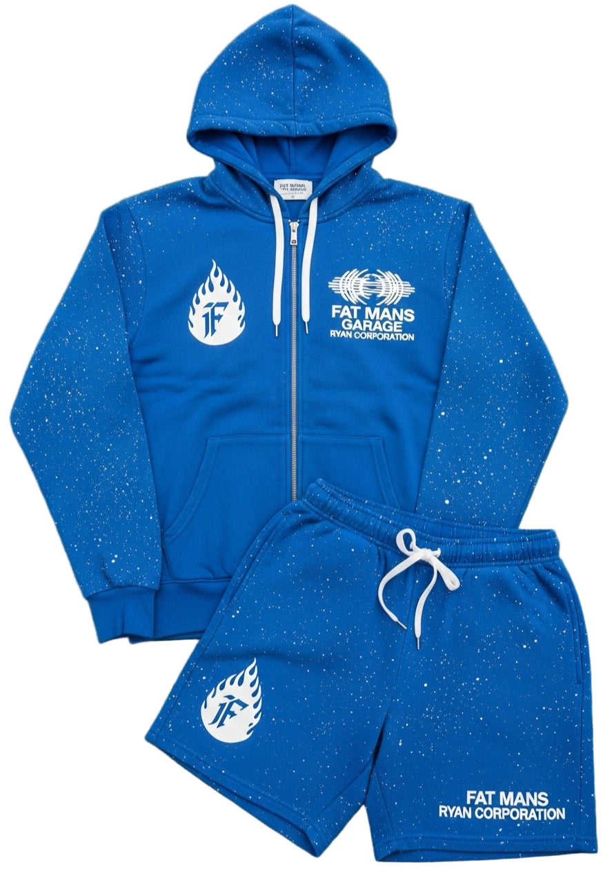 Blue Speckled Tracksuit – Fat Mans Garage x Ryan Corporation Set
