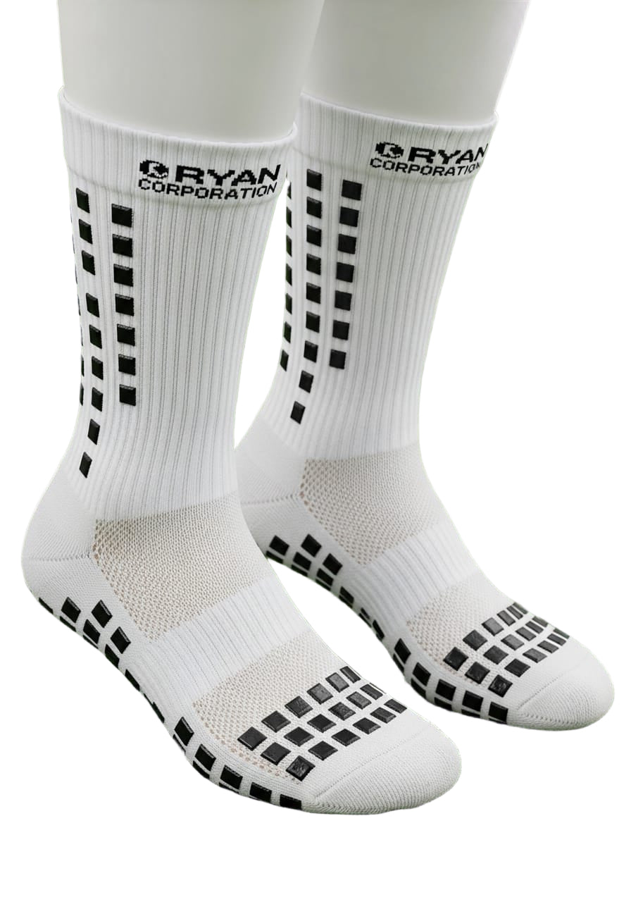 White Athletic Socks with Black Grip Sole