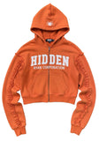 Women's Orange Cropped Zip Hoodie Hidden Collection
