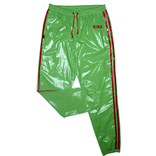 Shiny Nylon Pants with Stripes Sporty