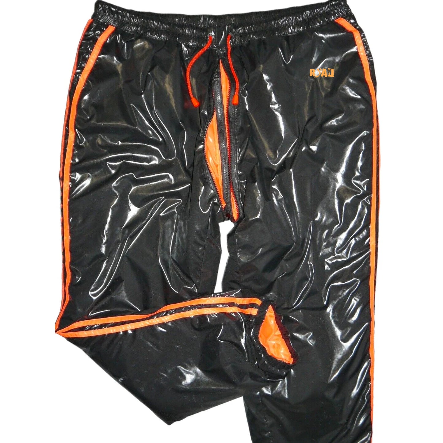 Shiny Nylon Pants with Stripes