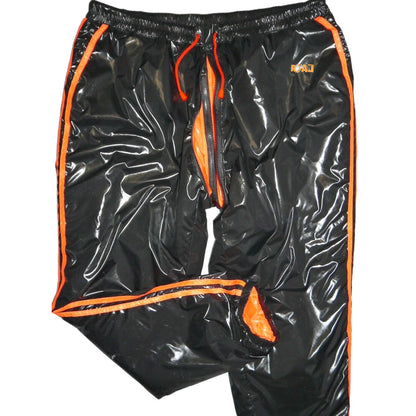 Shiny Nylon Pants with Stripes