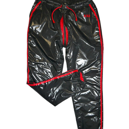 Shiny Nylon Pants with Stripes