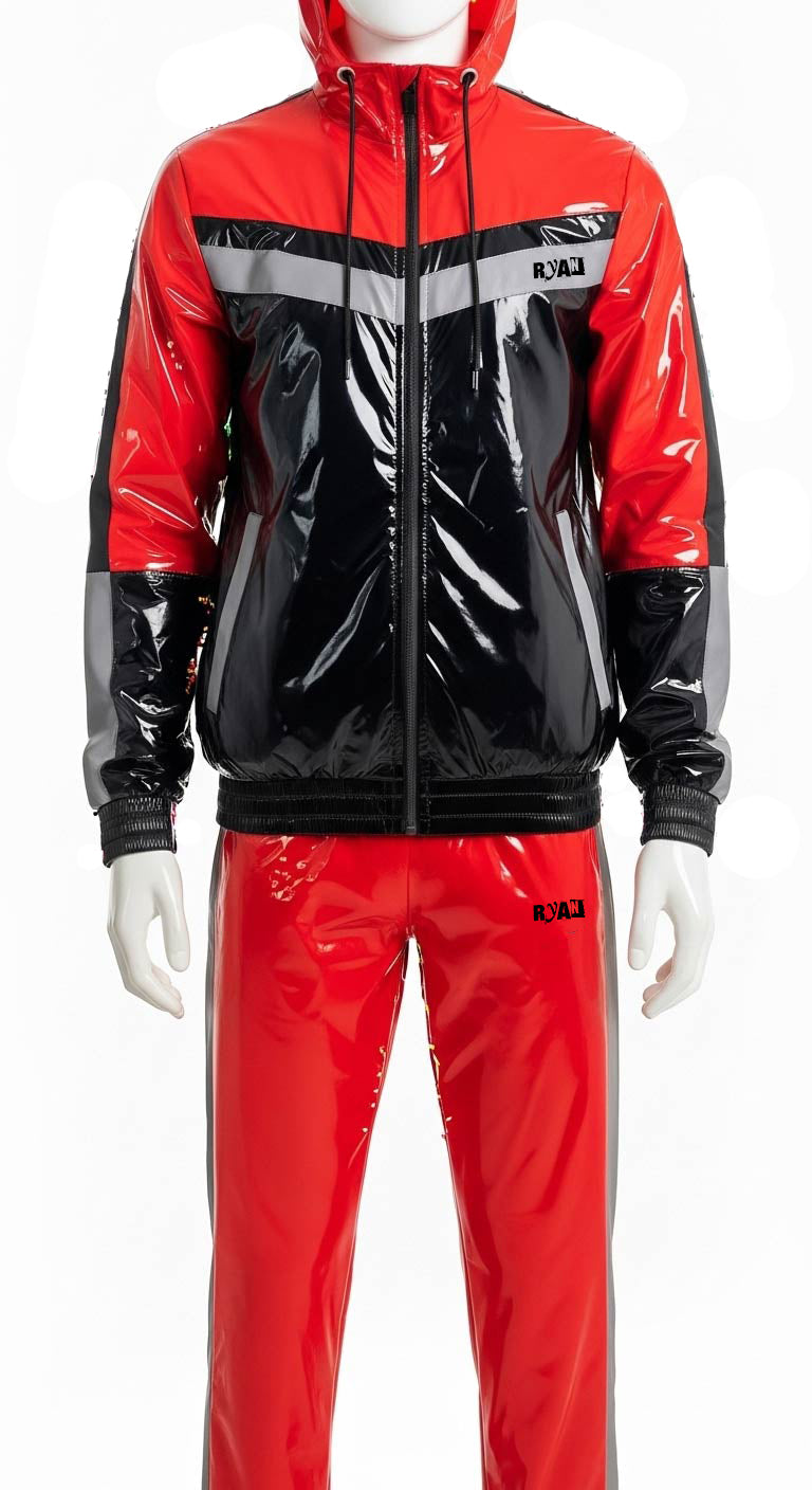 Glossy Tri-Color Reflective Tracksuit