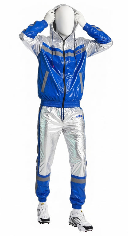 SHINE UP Reflective Blue & Silver Nylon Tracksuit Ryan Logo