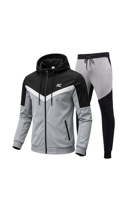 Men’s 2-Piece Hooded Tracksuit – Full-Zip Jacket &amp; Jogging Sweatpants