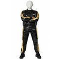 Black & Gold PU Nylon Jogging Suit  Sporty Elegance for Active Lifestyles