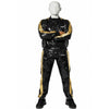 Black & Gold PU Nylon Jogging Suit  Sporty Elegance for Active Lifestyles