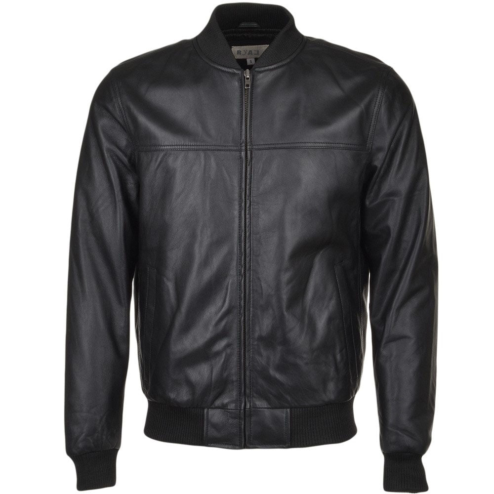 Men’s Black Leather Bomber Jacket Premium Genuine Leather