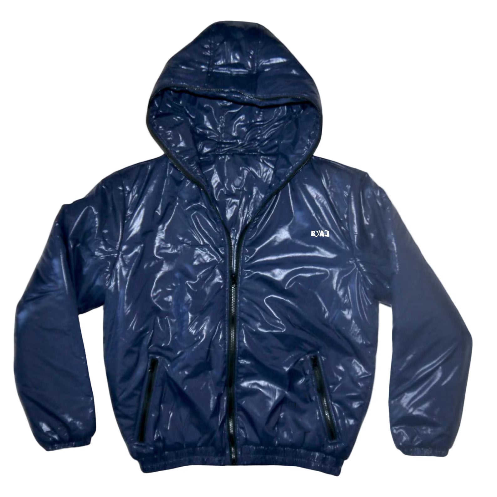 Dark Blue Shiny Nylon Jacket