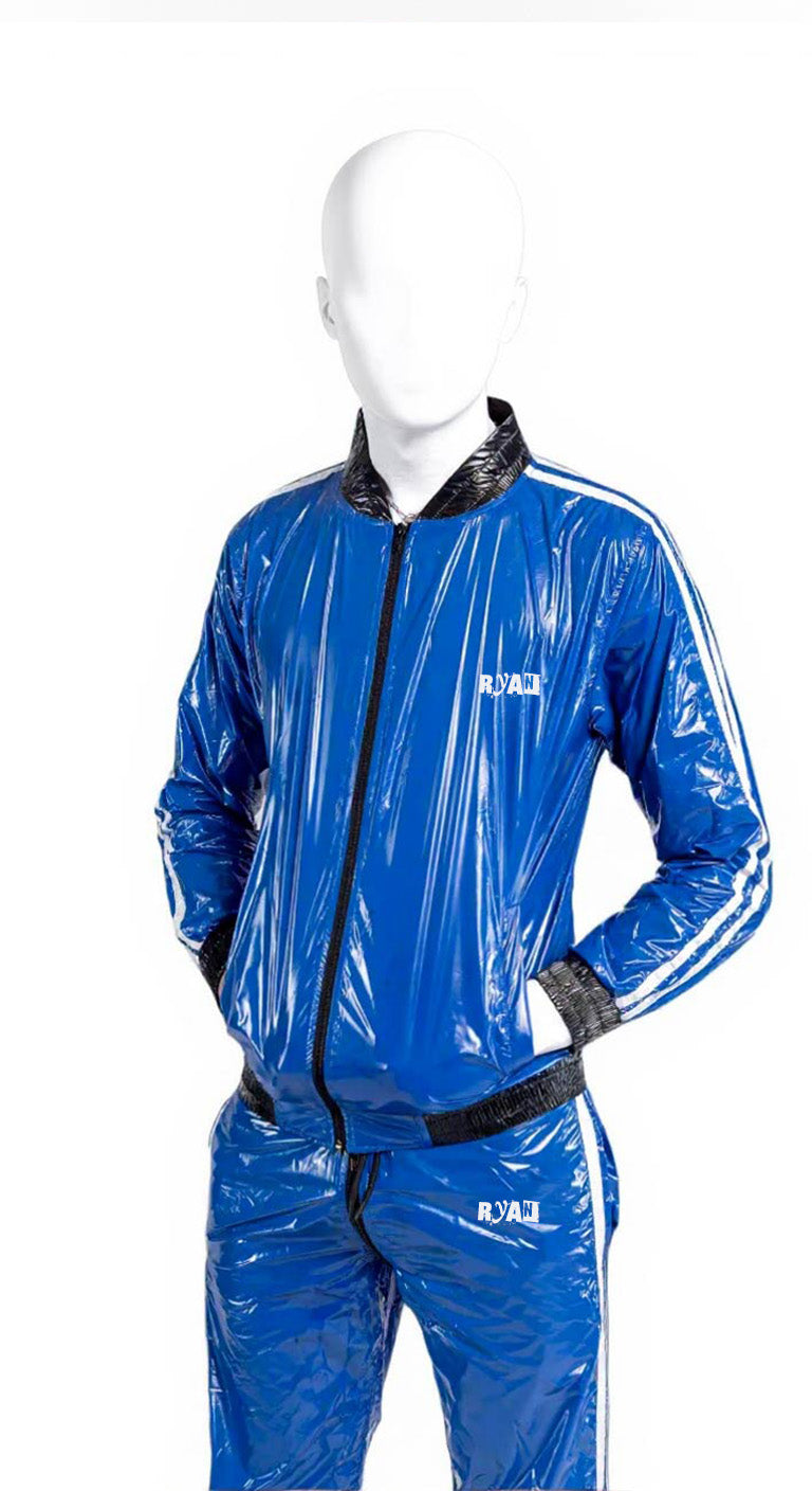 TOUCH UP Sleek Blue Nylon Tracksuit Set