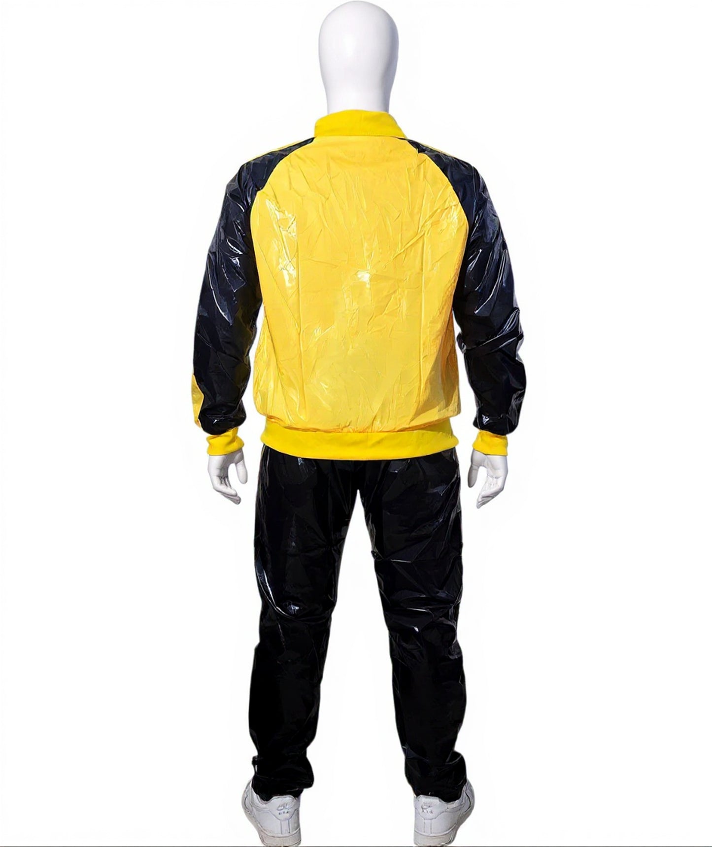Yellow & Black PU Nylon Jogging Suit  Unisex Street & Sport Style