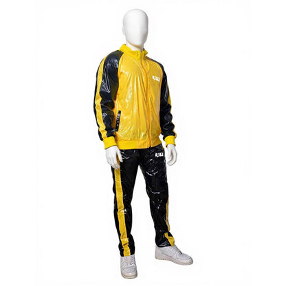 Yellow & Black PU Nylon Jogging Suit  Unisex Street & Sport Style