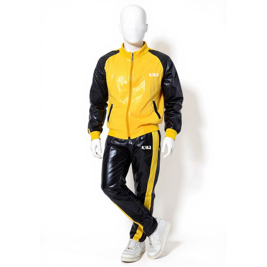 Yellow & Black PU Nylon Jogging Suit  Unisex Street & Sport Style