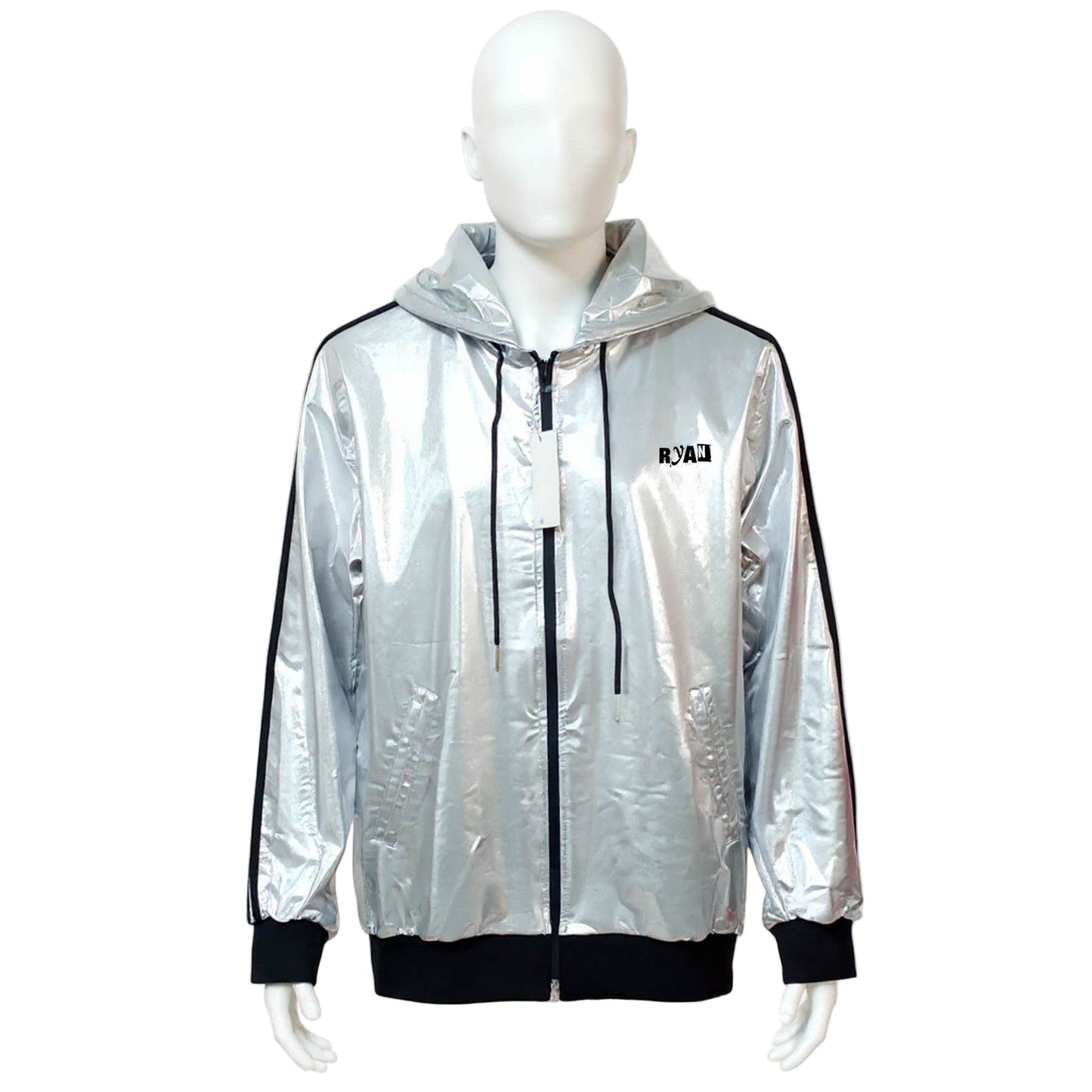 Silver Shiny Spandex Tracksuit Modern Athletic & Street Style