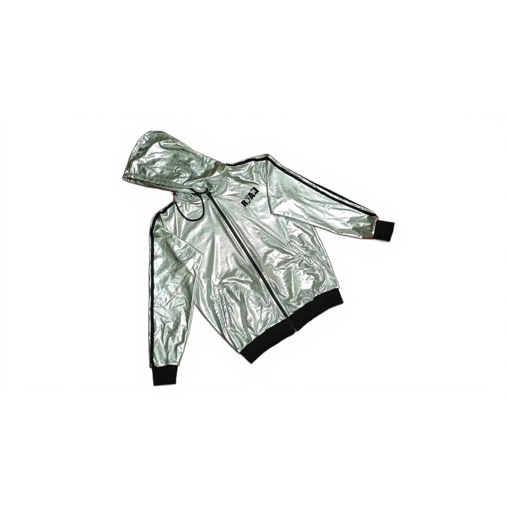 Silver Shiny Spandex Tracksuit Modern Athletic & Street Style