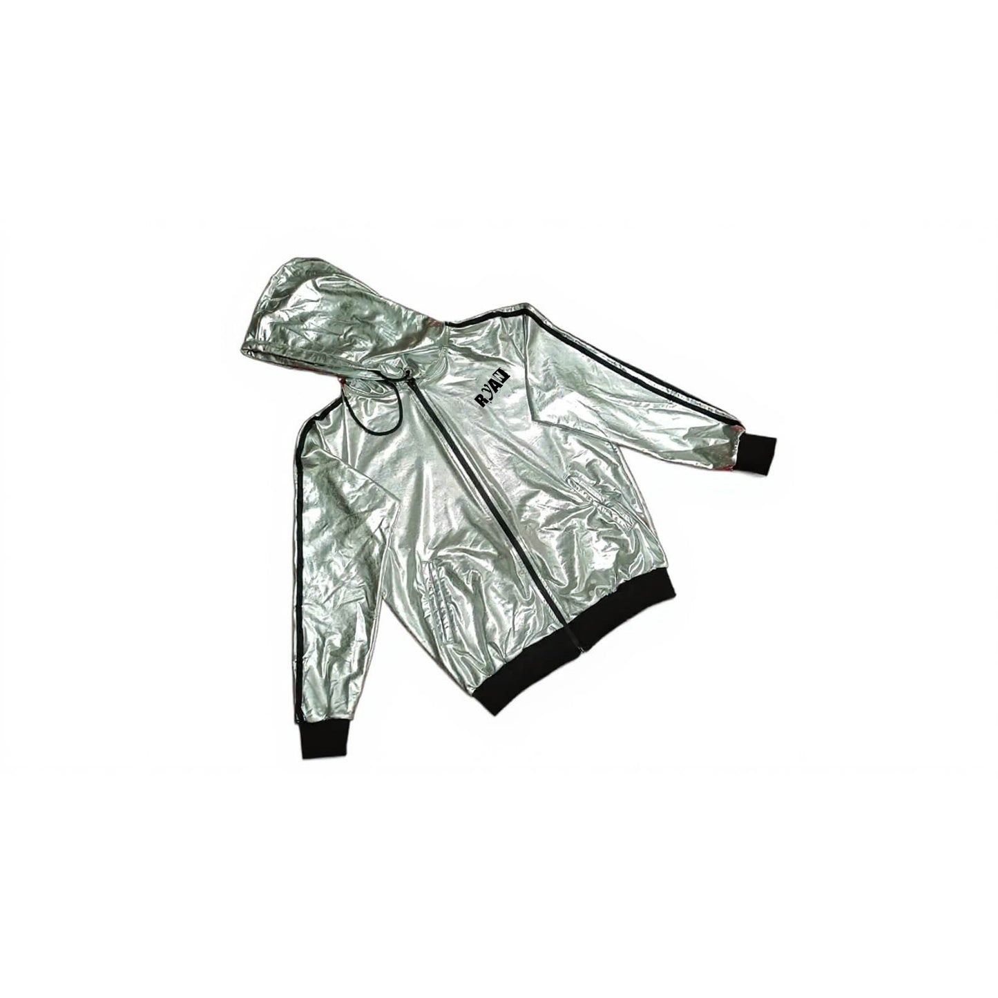 Silver Shiny Spandex Tracksuit Modern Athletic & Street Style