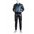 Glossy Black Nylon tracksuit White Stripe Edge