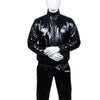 Classic Nylon Tracksuit Jacket Black Crew Neck, Hoodless Design