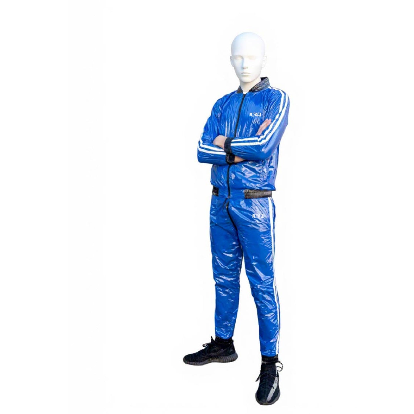 TOUCH UP Sleek Blue Nylon Tracksuit Set