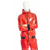 Glossy Red PVC Tracksuit  Black Stripe
