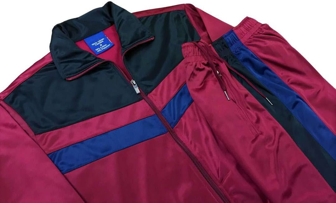 Men’s Retro Warm-Up Tracksuit  2-Piece Jacket &amp; Pants Set