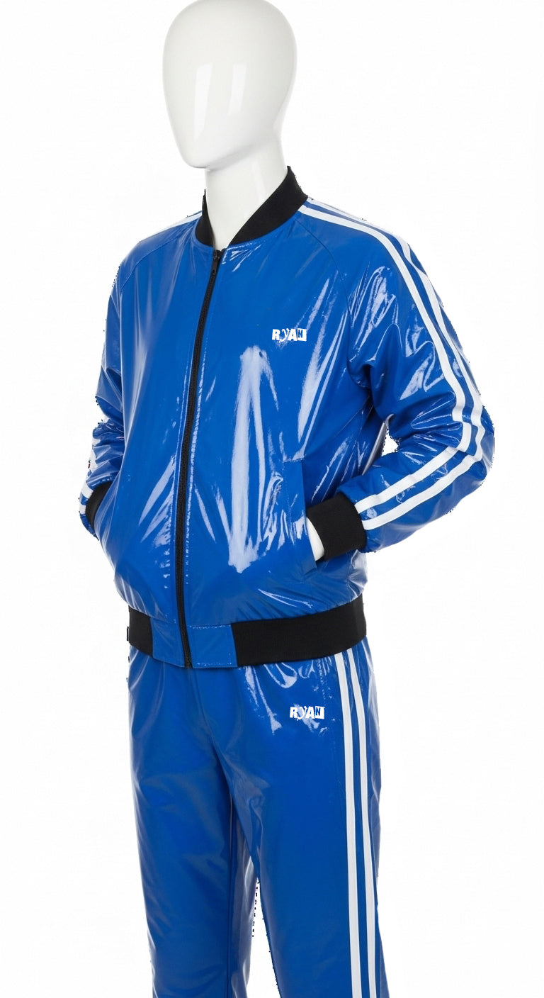 TOUCH UP Sleek Blue Nylon Tracksuit Set