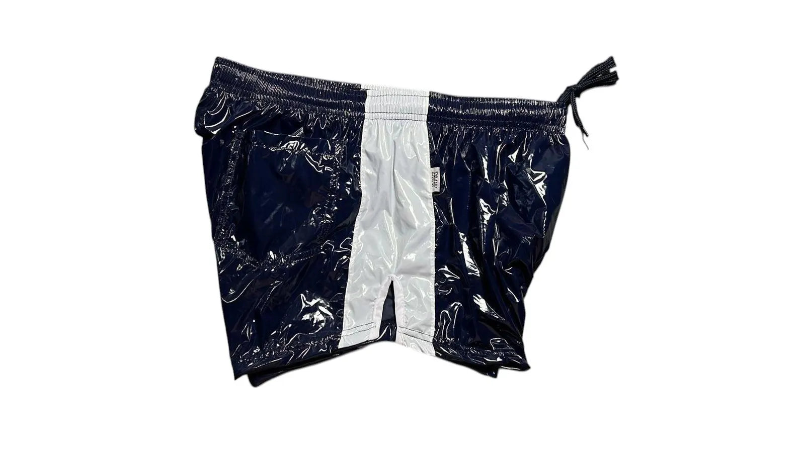 High Gloss PU Nylon Shorts with Contrast Side Panels