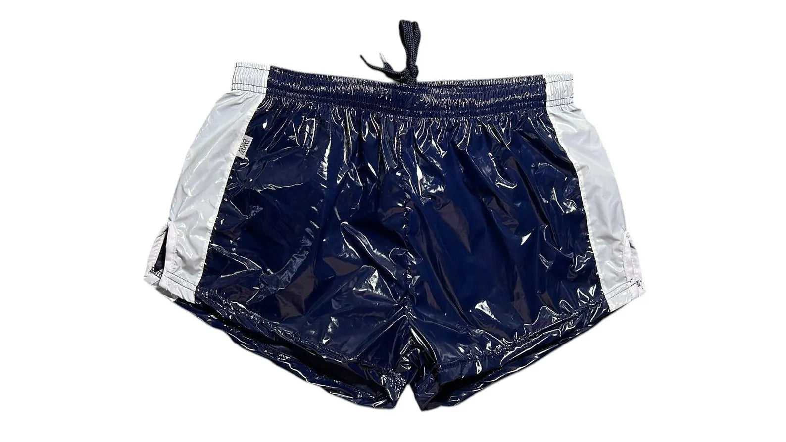 High Gloss PU Nylon Shorts with Contrast Side Panels