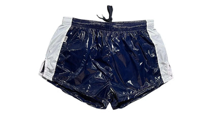 High Gloss PU Nylon Shorts with Contrast Side Panels