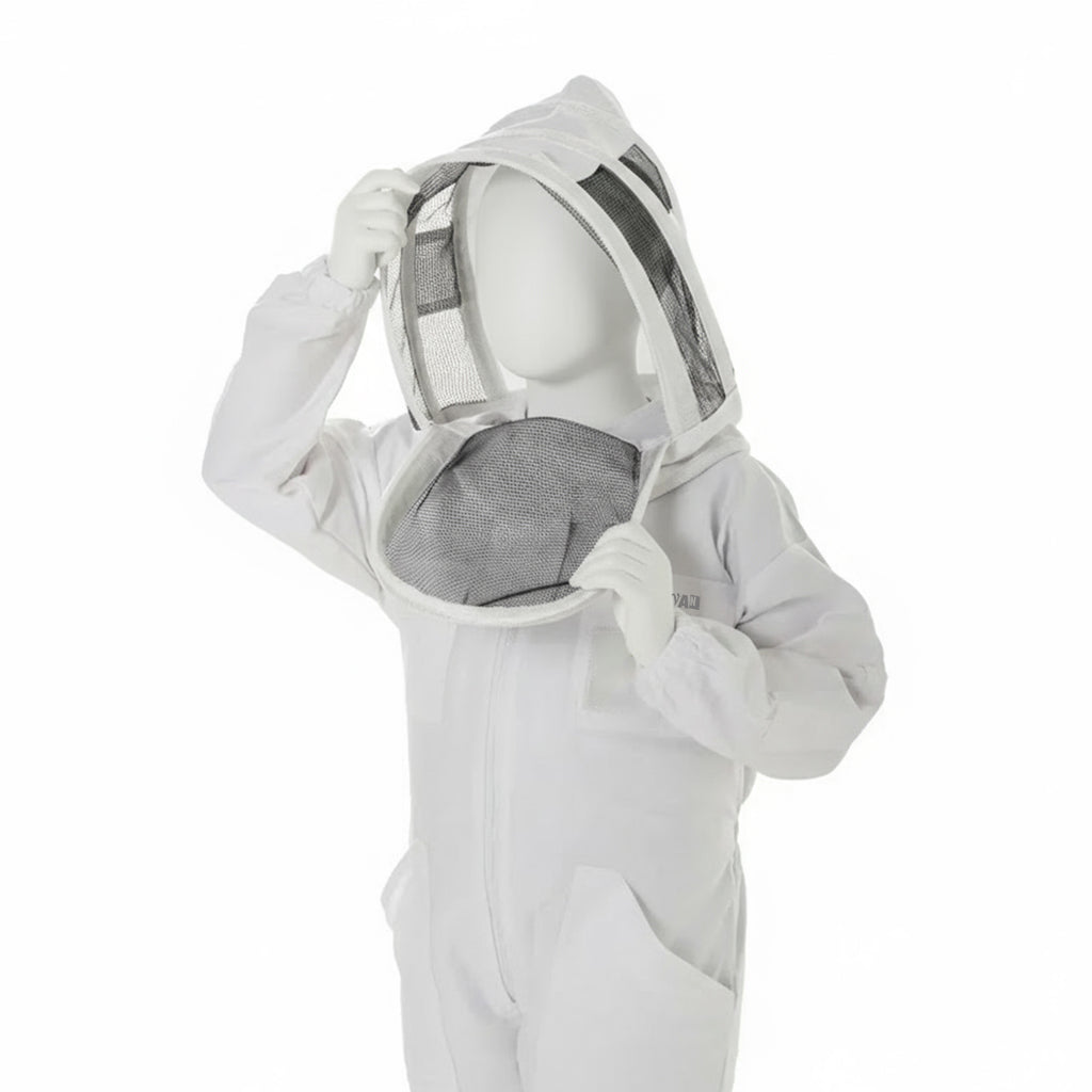 Children’s White Beekeeping Suit with Detachable Hood Safe, Breathable & Comfortable