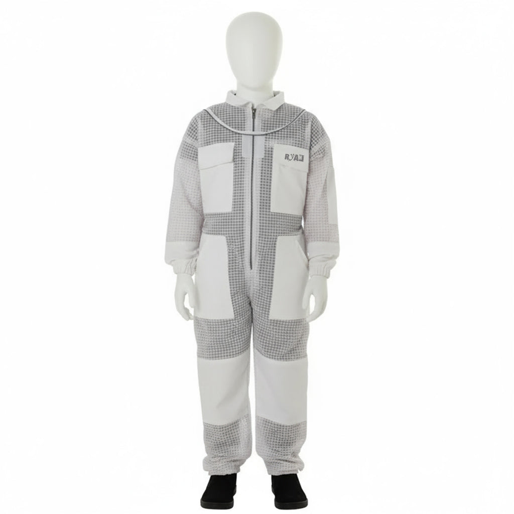 Children’s White Beekeeping Suit with Detachable Hood Safe