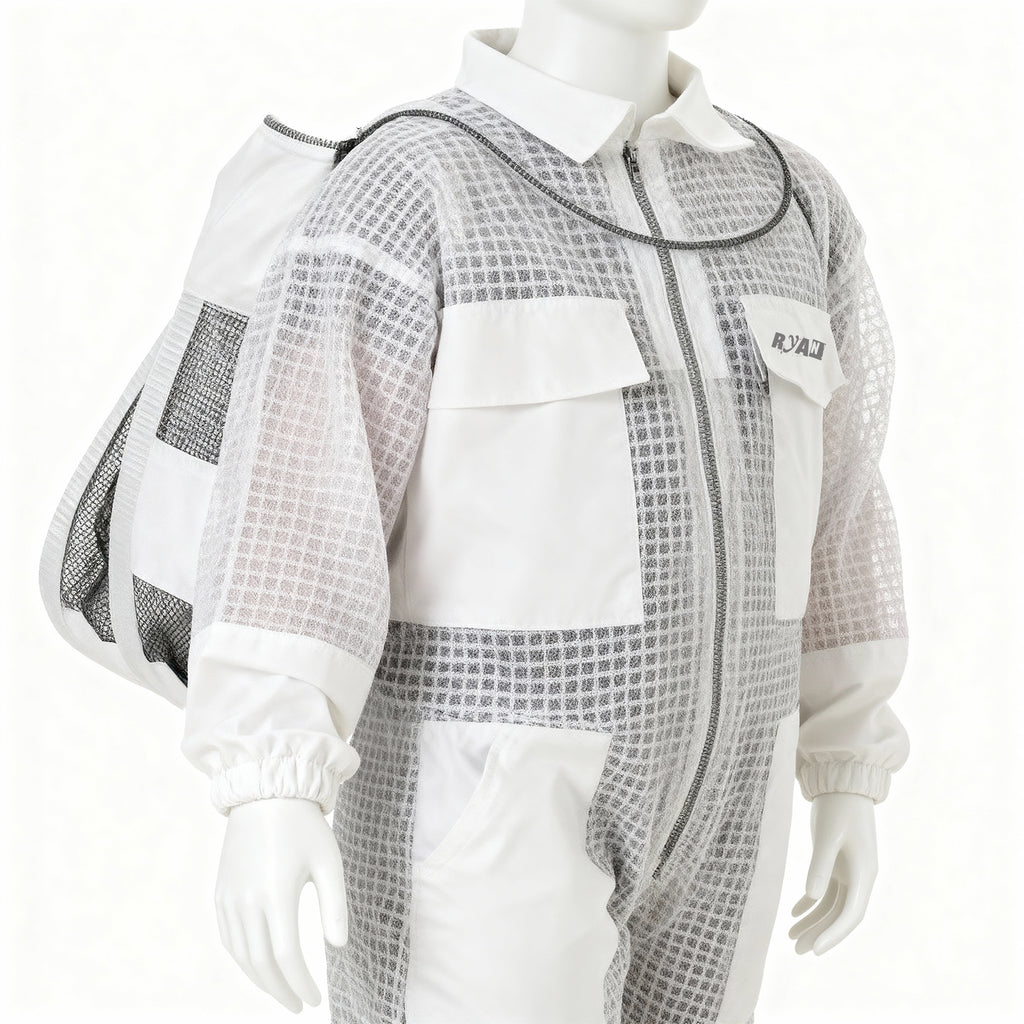 Children’s White Beekeeping Suit with Detachable Hood Safe